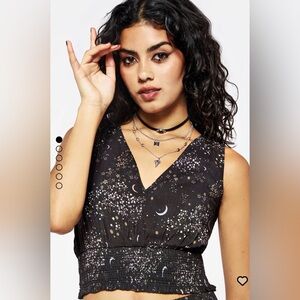 Disturbia Peaceblossom Celestial Smocked Waist Top